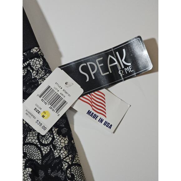 NWT Speak to Me Women's Midi Skirt Work Career Lace Print Belt Black White M - Picture 5 of 5
